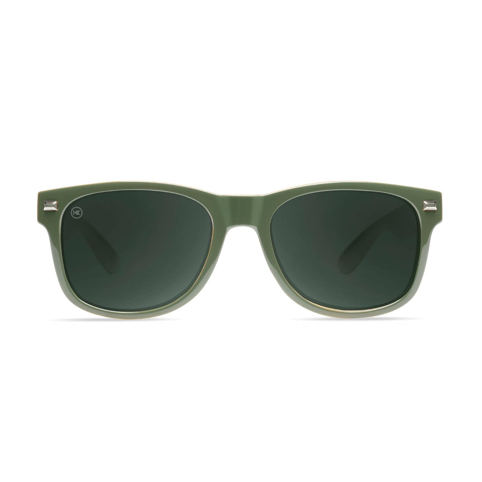 Sunglasses with Glossy Green Frames and Polarized Green Lenses, Front