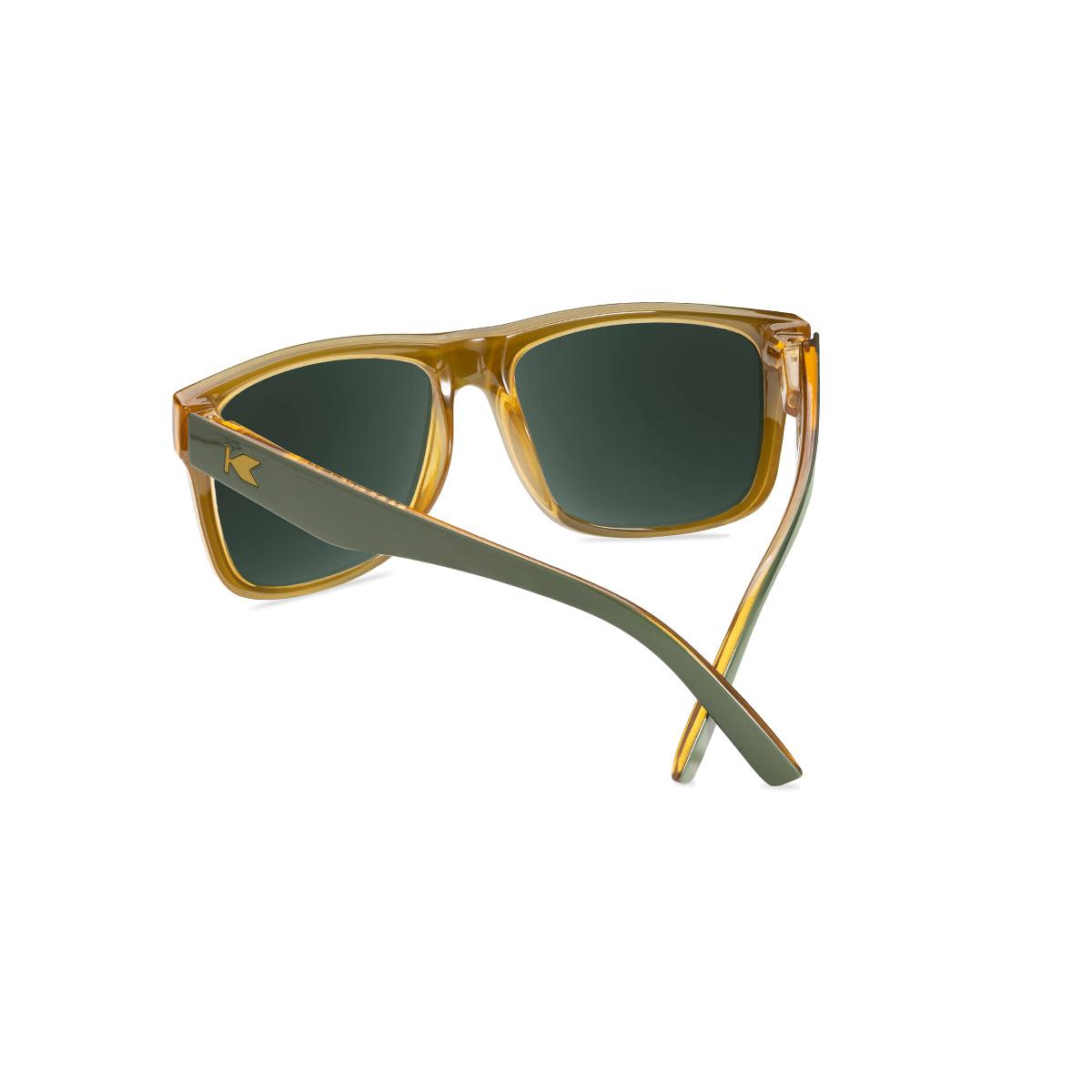 Sunglasses with Glossy Green Frames and Polarized Green Lenses, Back