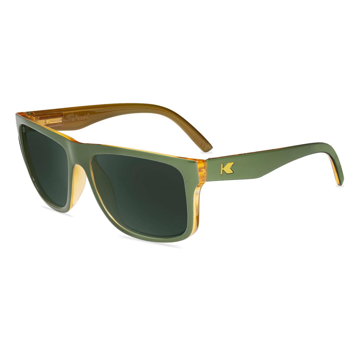 Sunglasses with Glossy Green Frames and Polarized Green Lenses, Flyover