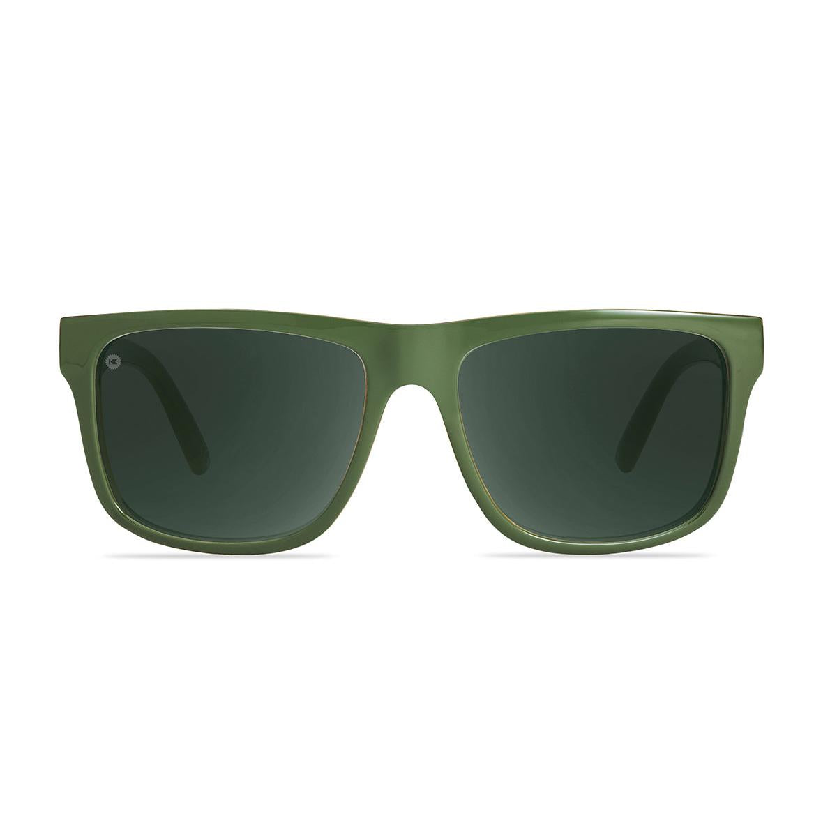 Sunglasses with Glossy Green Frames and Polarized Green Lenses, Front