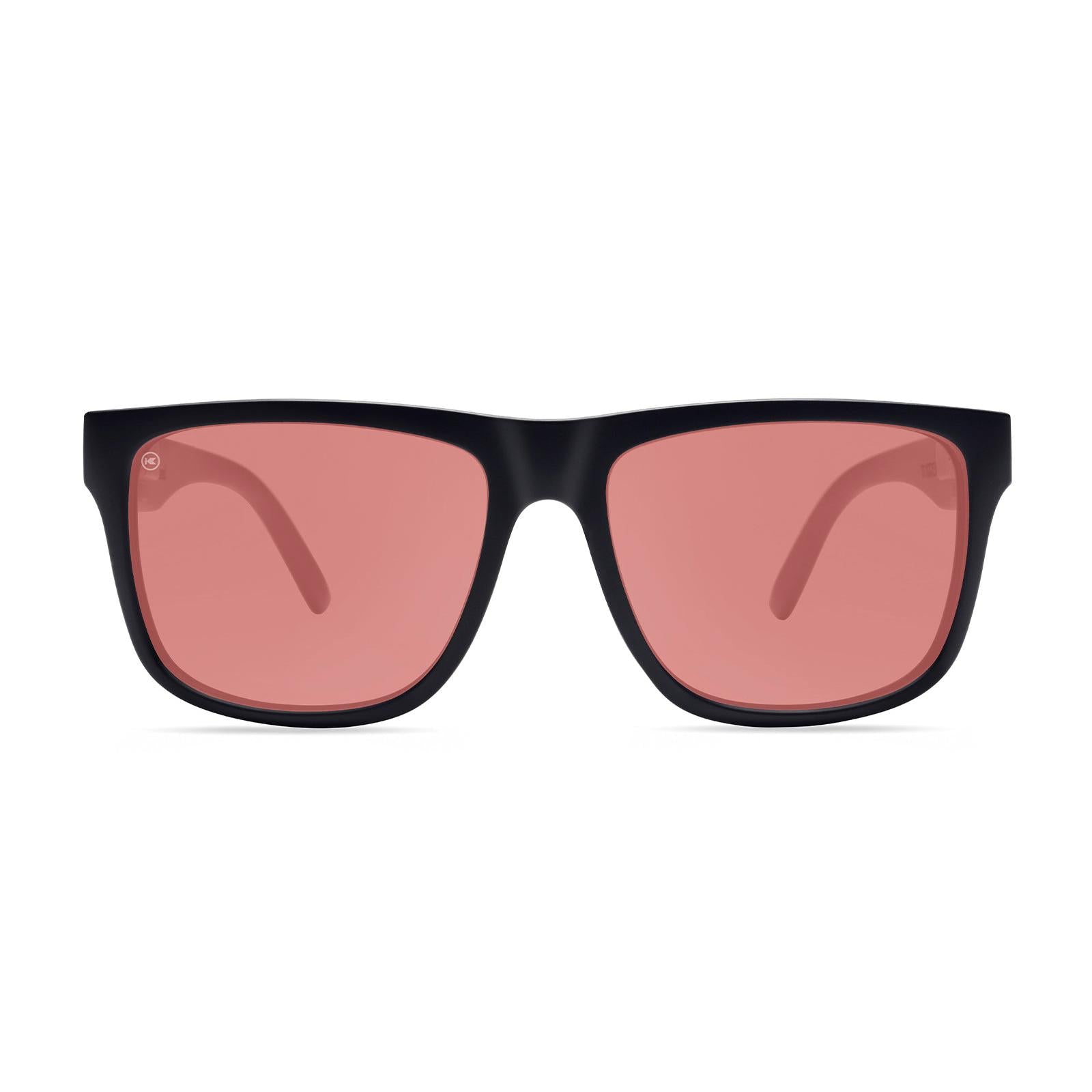 Sunglasses with Black Frames and Pink Color Enhancing Lenses, Front