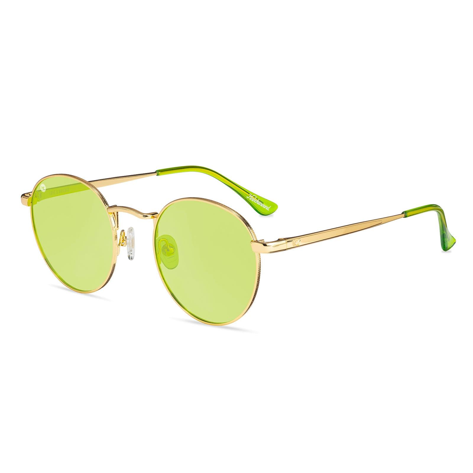Love & Haights Sunglasses with Gold Frames and Polarized Yellow Lenses, Flyover