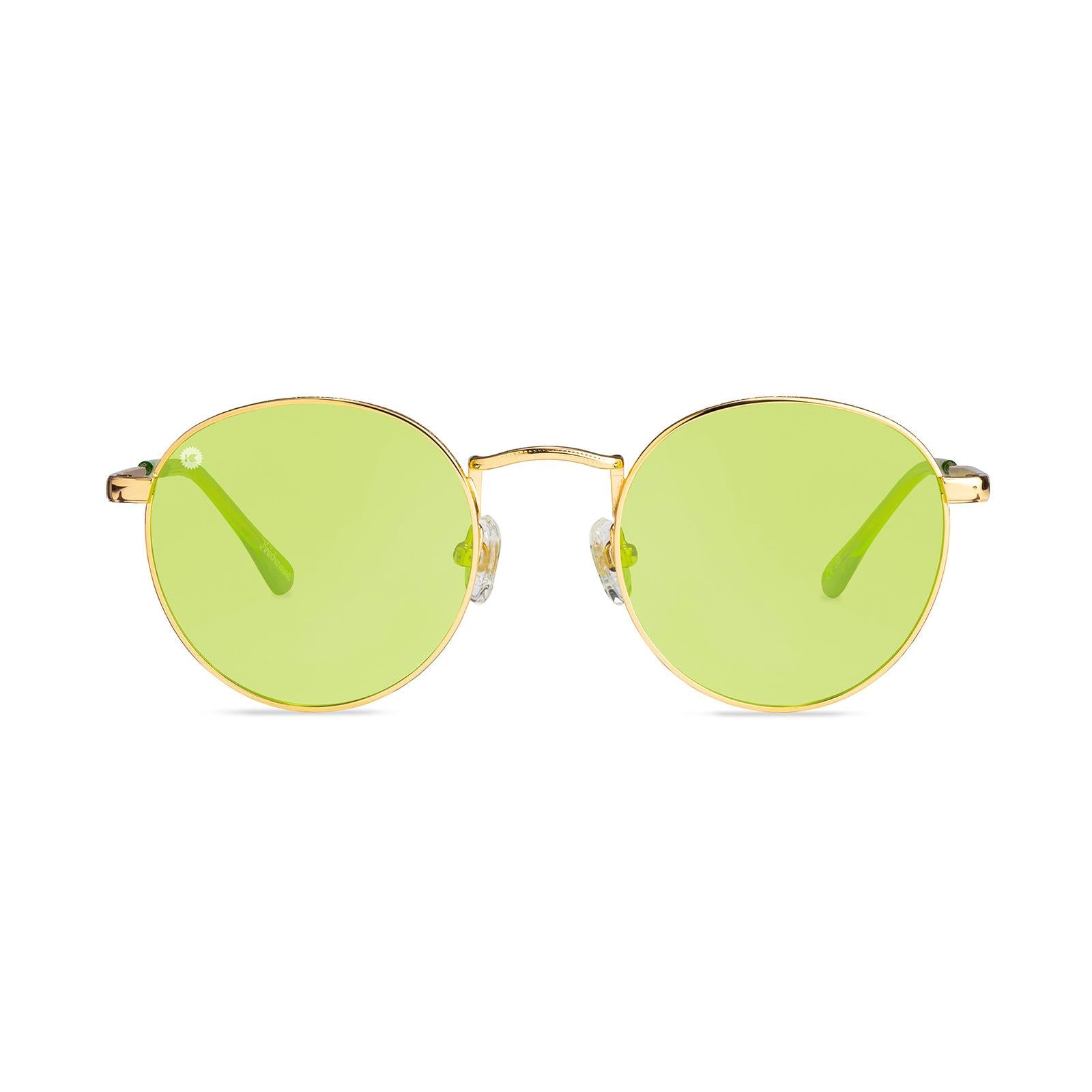 Love & Haights Sunglasses with Gold Frames and Polarized Yellow Lenses, Front