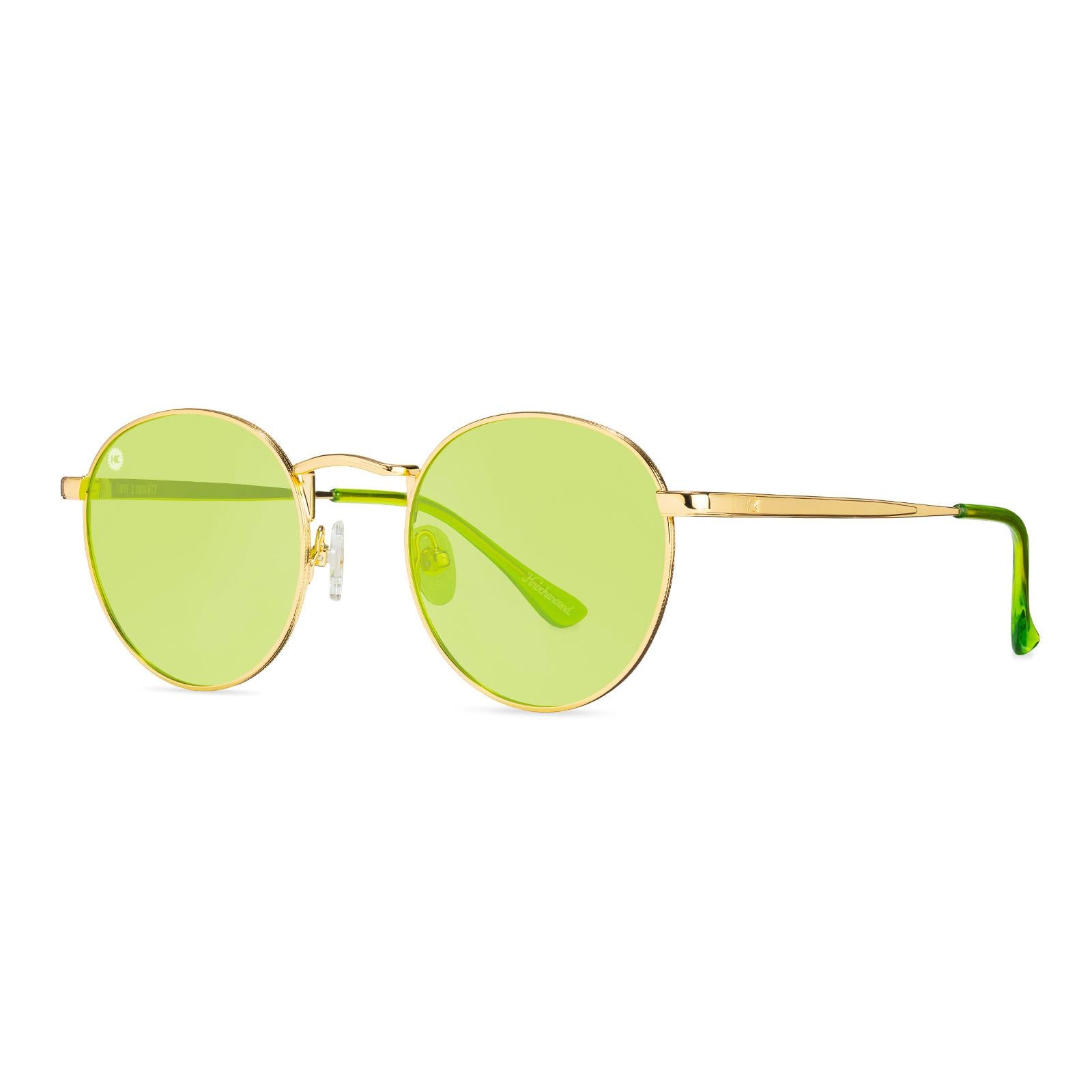 Love & Haights Sunglasses with Gold Frames and Polarized Yellow Lenses, Threequarter