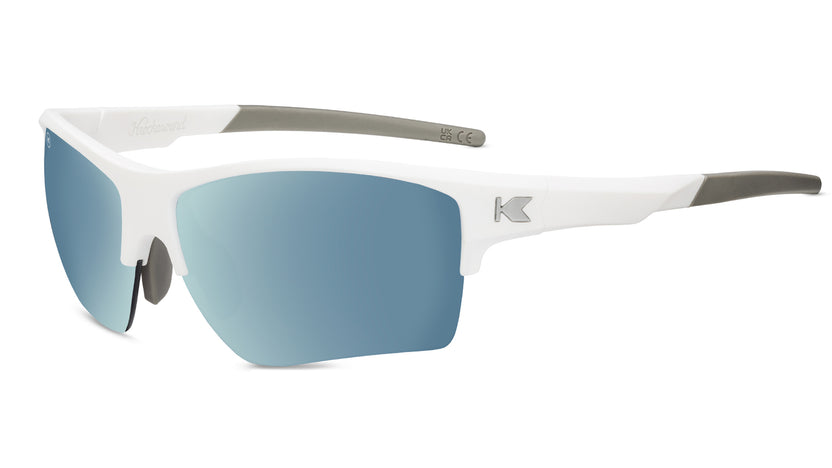 Sunglasses with White Frame and Blue Lenses