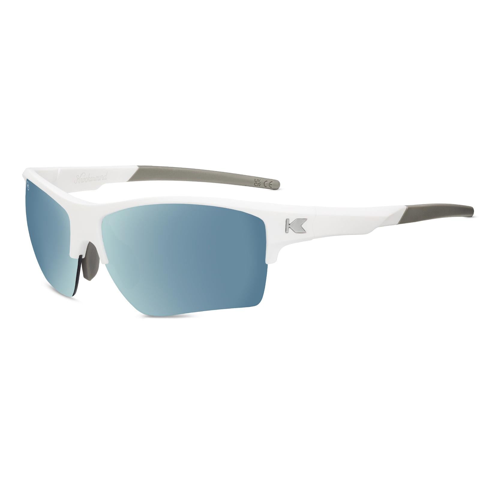 Sunglasses with White Frame and Blue Lenses