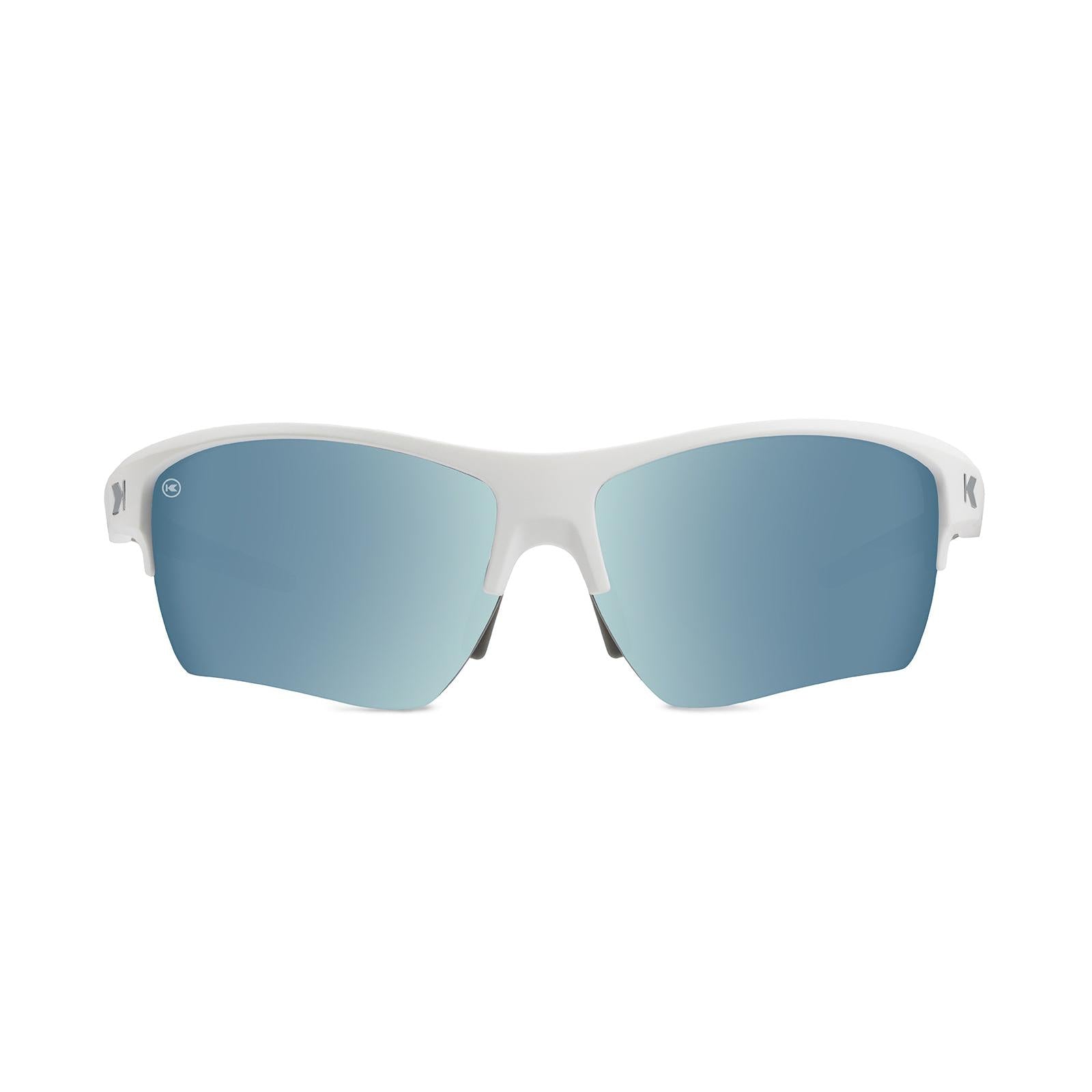 Sunglasses with White Frame and Blue Lenses