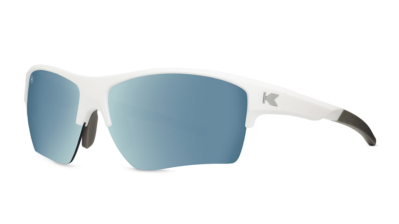 Sunglasses with White Frame and Blue Lenses
