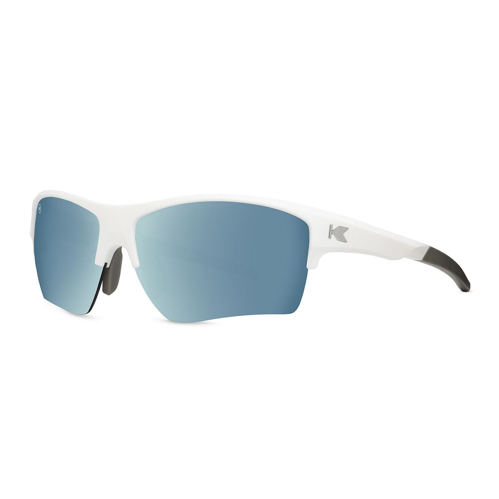 Sunglasses with White Frame and Blue Lenses
