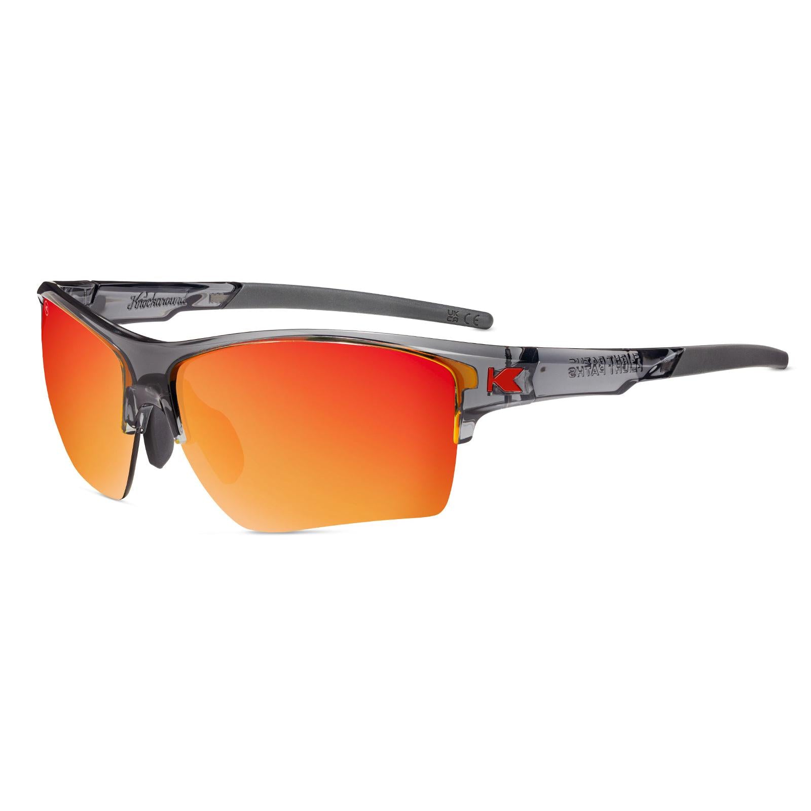 Sunglasses with Cool Grey Frame and Red Lenses