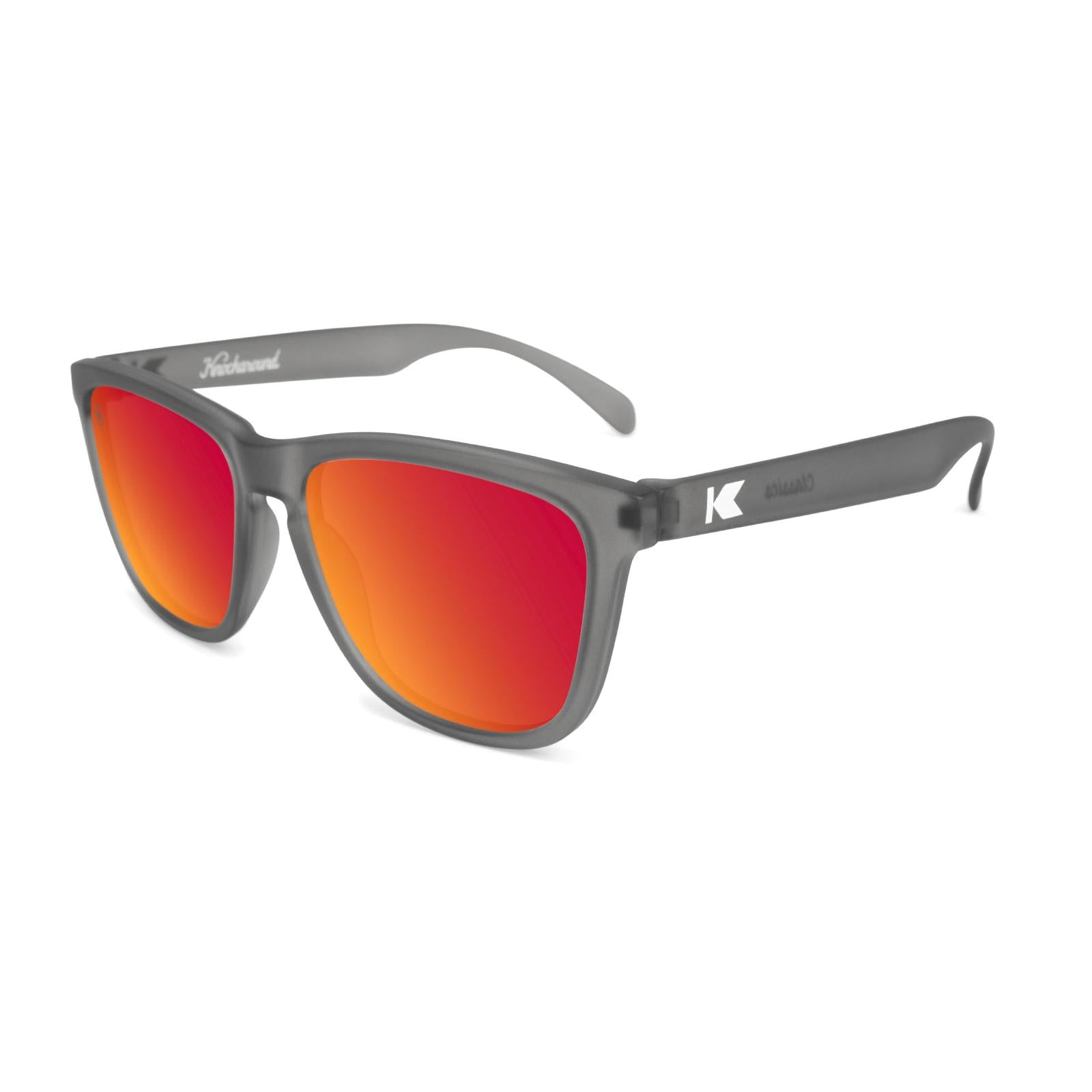 Sunglasses with Frosted Grey Frame and Polarized Red Sunset Lenses, Flyover