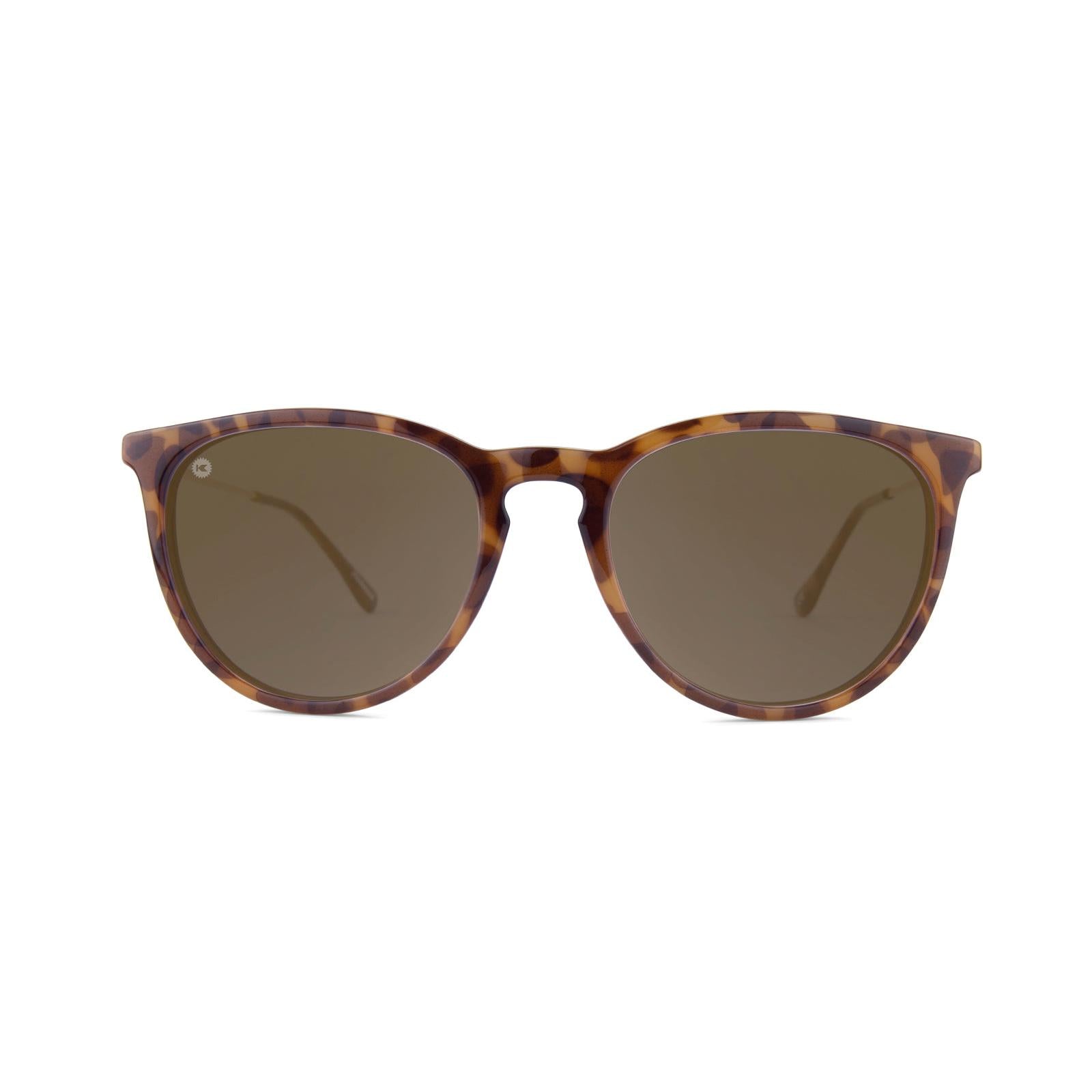 Sunglasses with Glossy Tortoise Shell Frame and Polarized Brown Lenses, Front