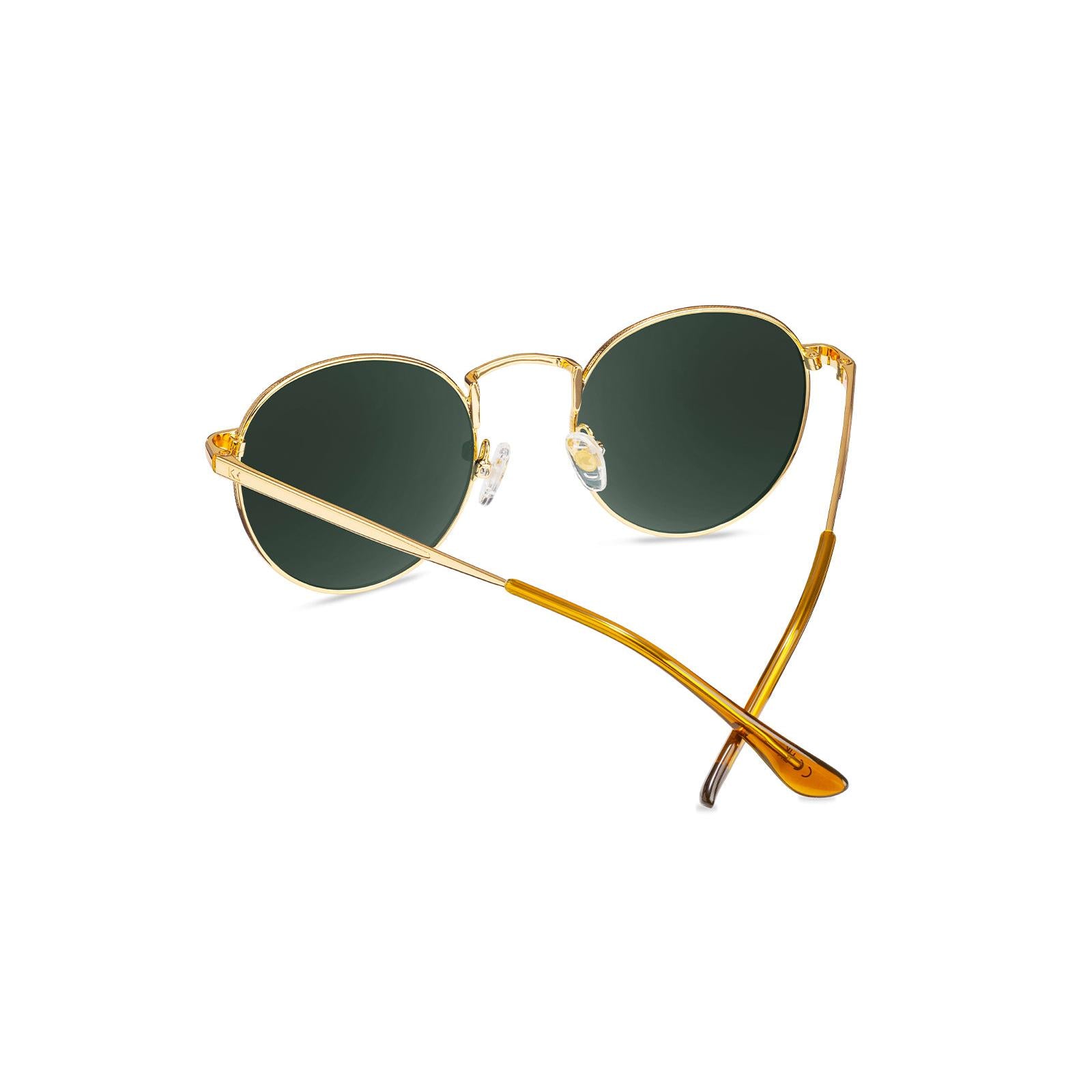 Love & Haights Sunglasses with Gold Frames and Polarized Green Lenses, Back