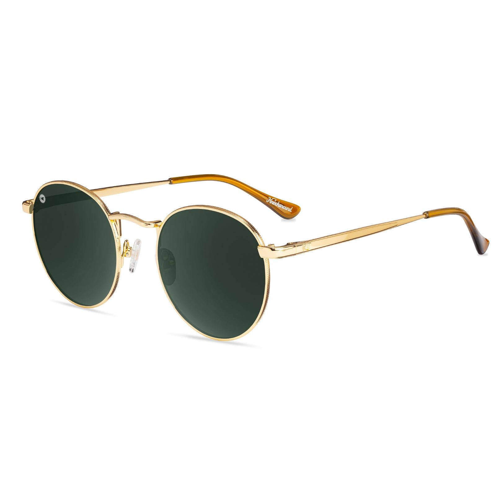 Love & Haights Sunglasses with Gold Frames and Polarized Green Lenses, Flyover