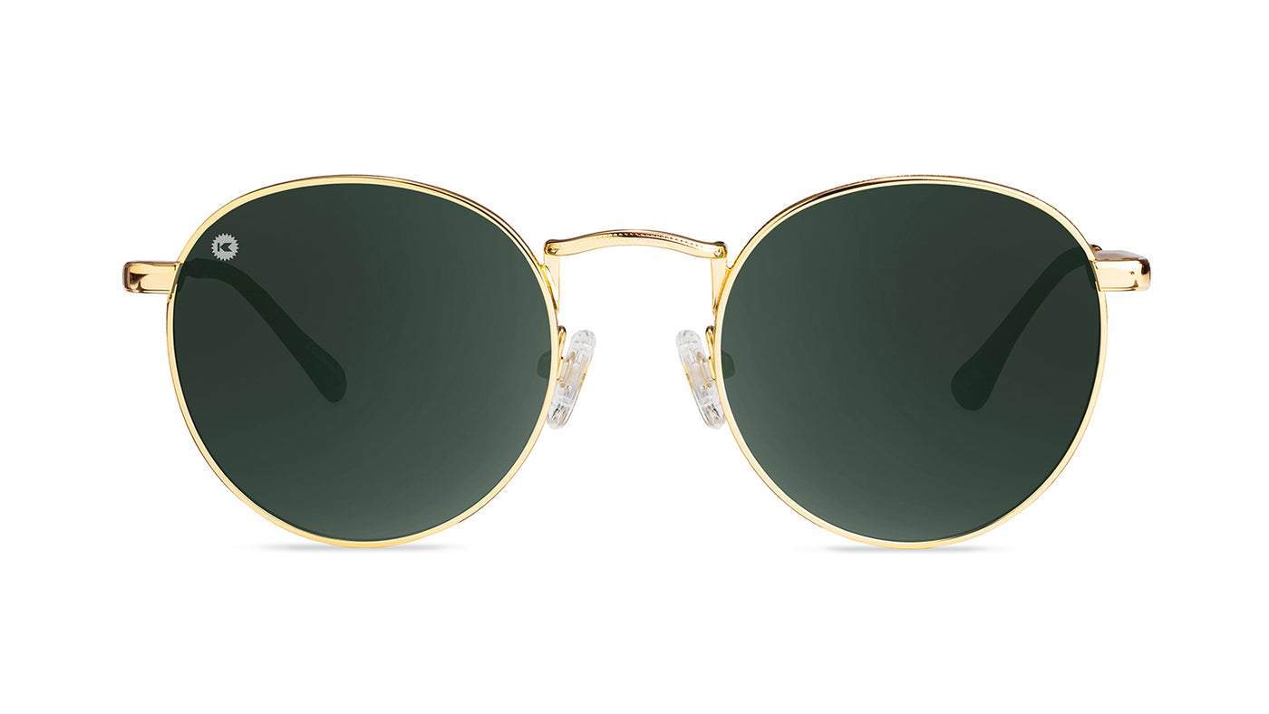 Love & Haights Sunglasses with Gold Frames and Polarized Green Lenses, Front
