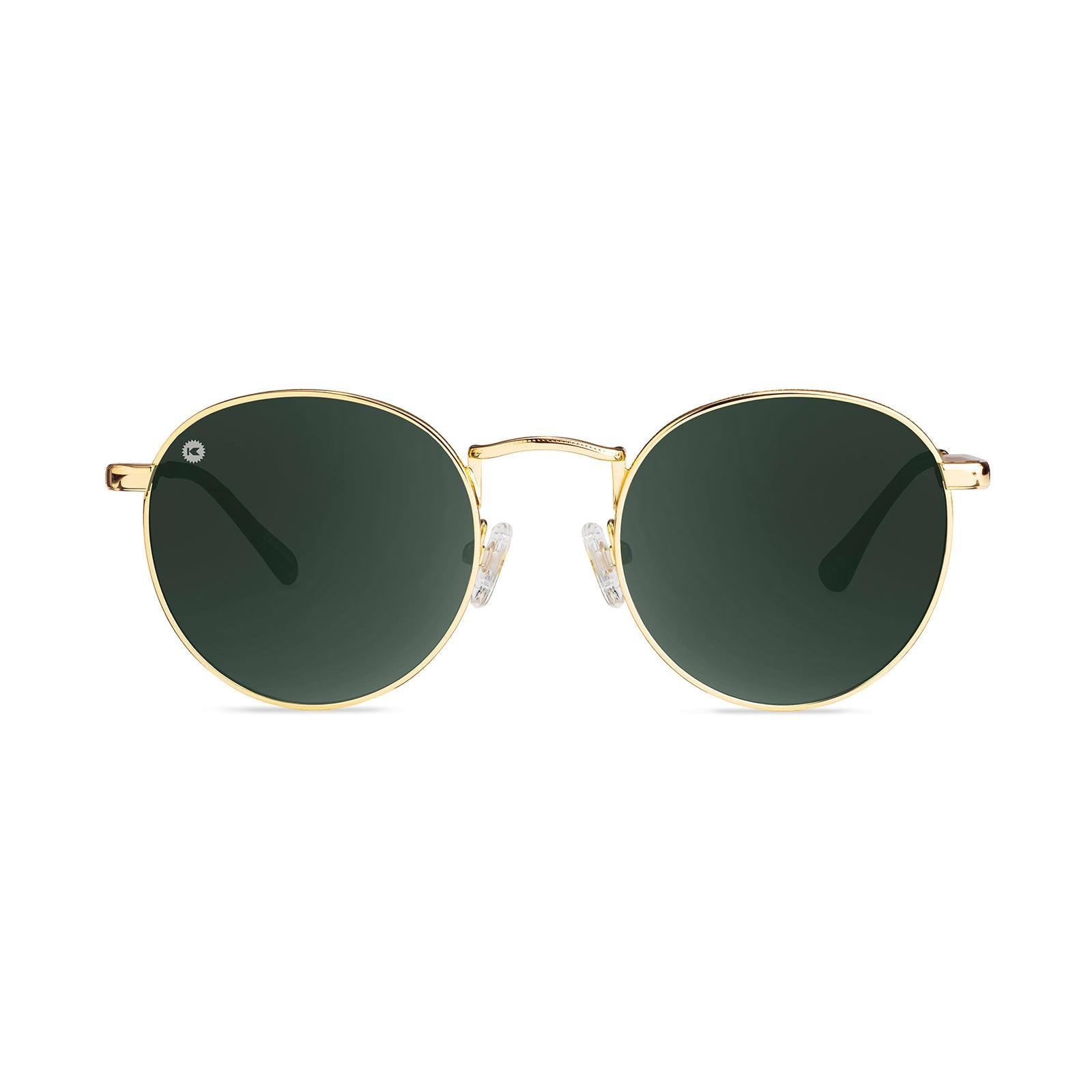 Love & Haights Sunglasses with Gold Frames and Polarized Green Lenses, Front