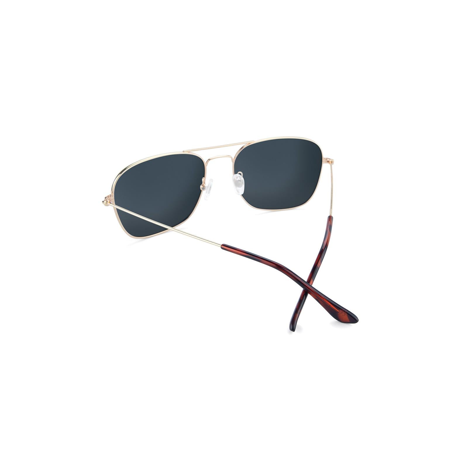 Sunglasses with Gold Metal Frame and Polarized Sky Blue Lenses, Back
