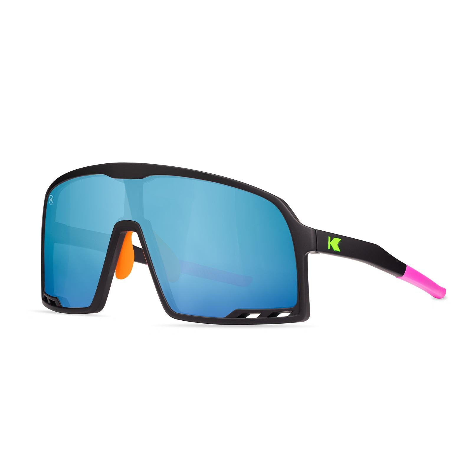 Knockaround Hang Time Campeones Sport Sunglasses with polarized blue lenses, Threequarter