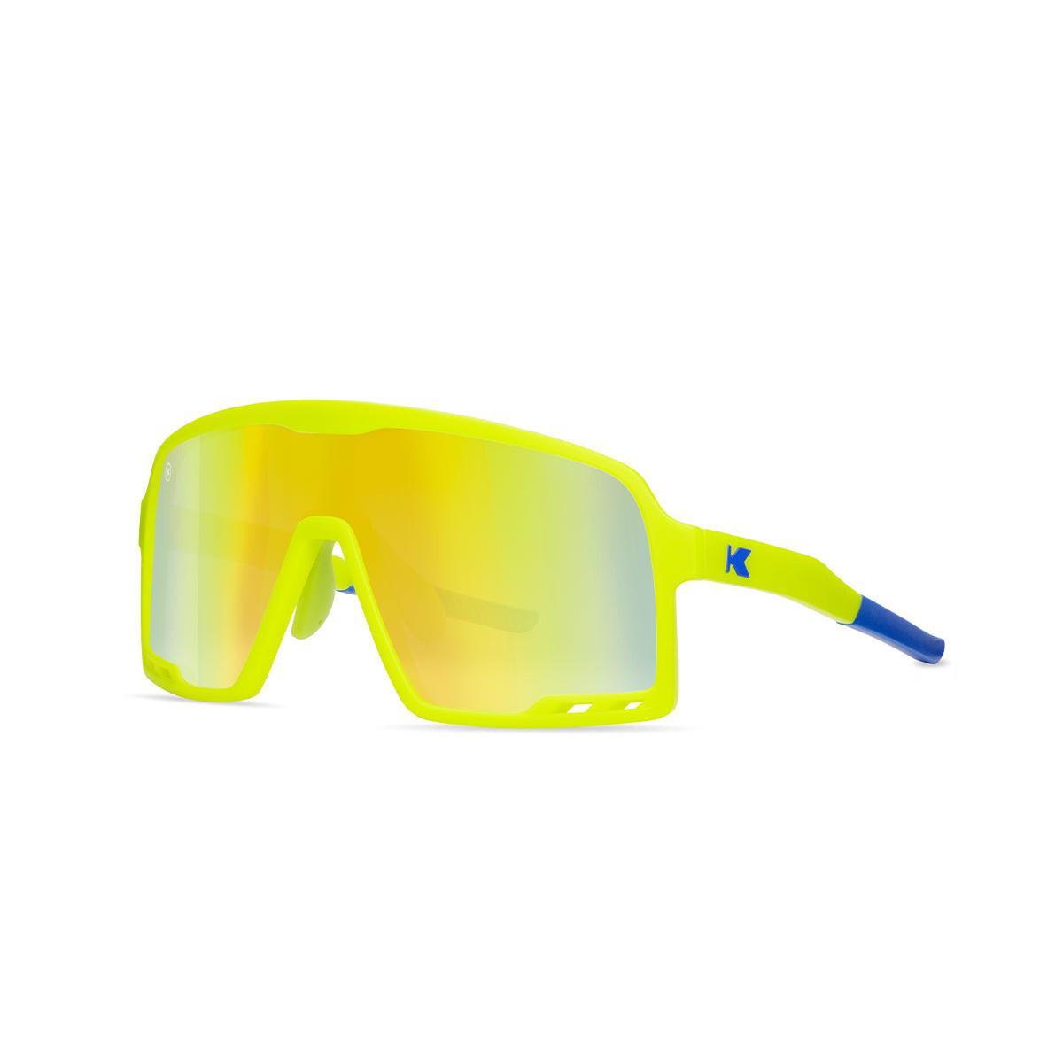 Kids Sport Sunglasses with Neon Yellow Frames and Yellow Lenses, Threequarter