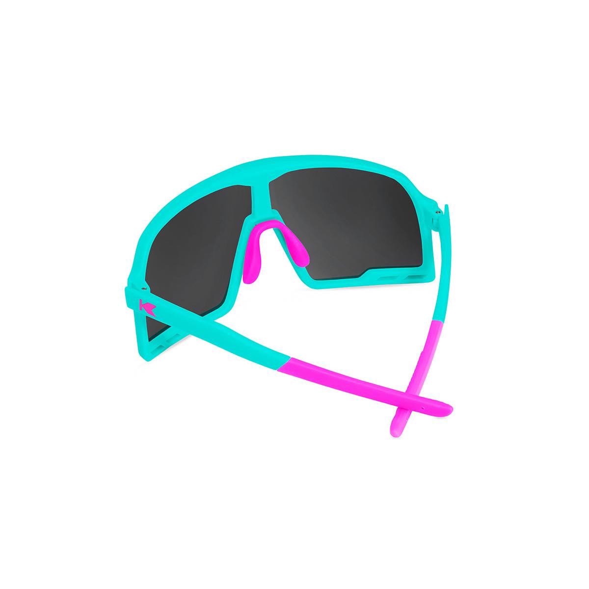 Sunglasses With Rubberized Aqua Frames and Yellow-Blue Lenses, Back