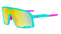 Sunglasses With Rubberized Aqua Frames and Yellow-Blue Lenses, Flyover