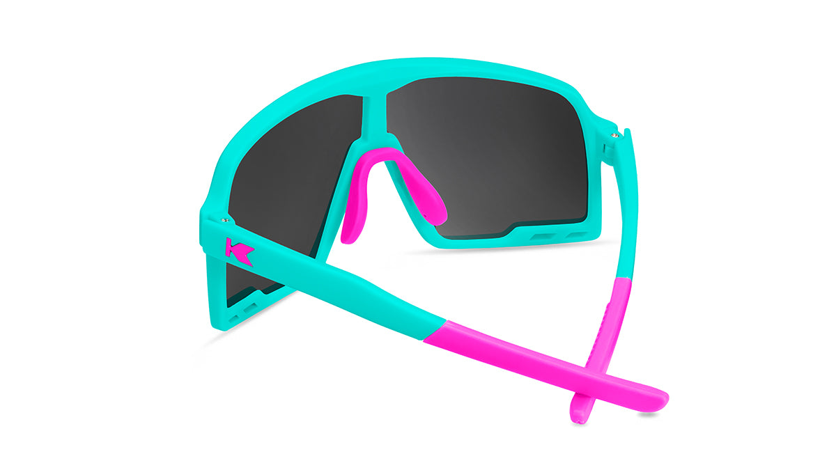 Kids Sport Sunglasses with Sky Blue Frames and Yellow Lenses, Back