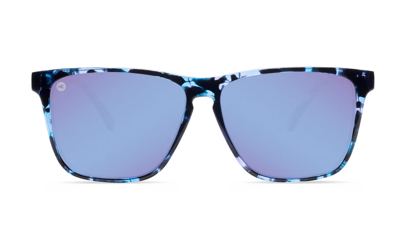 Sunglasses with Indigo Ink Frames and Polarized Snow Opal Lenses, Front