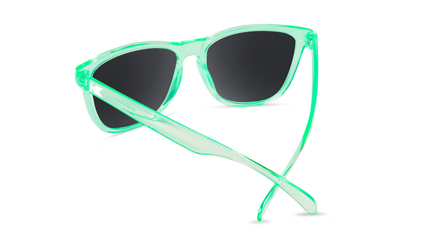 Sunglasses with Green Frame and Polarized Pink Lenses, Back