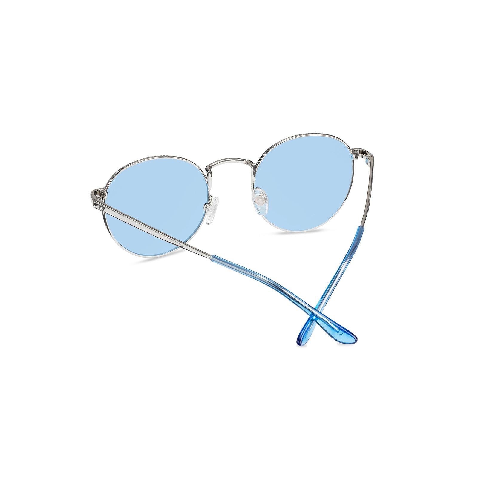 Love & Haights Sunglasses with Silver Frames and Polarized Blue Lenses, Back