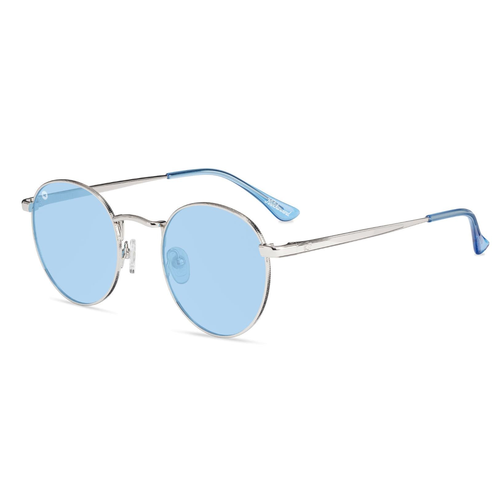 Love & Haights Sunglasses with Silver Frames and Polarized Blue Lenses, Flyover