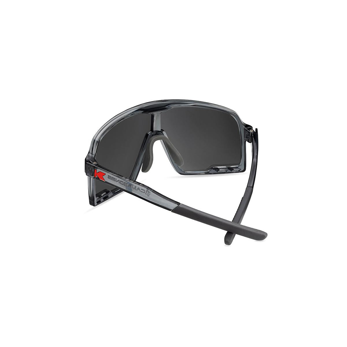 Kids Sport Sunglasses with Clear Grey Frames and Red Sunset Lenses, Back