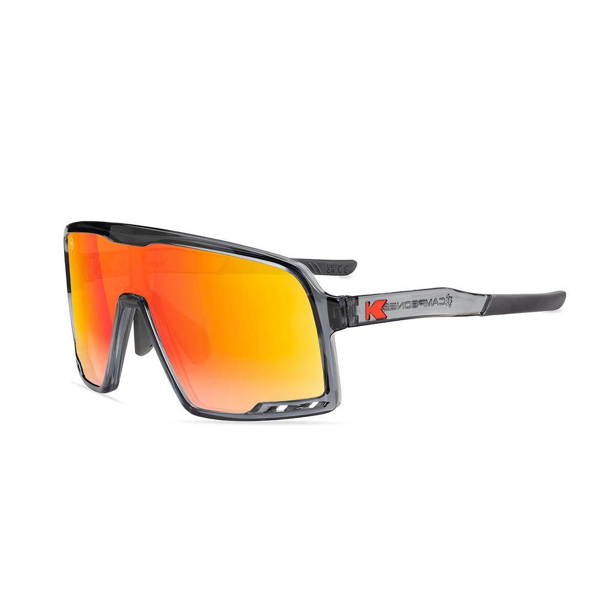 Kids Sport Sunglasses with Clear Grey Frames and Red Sunset Lenses, Flyover