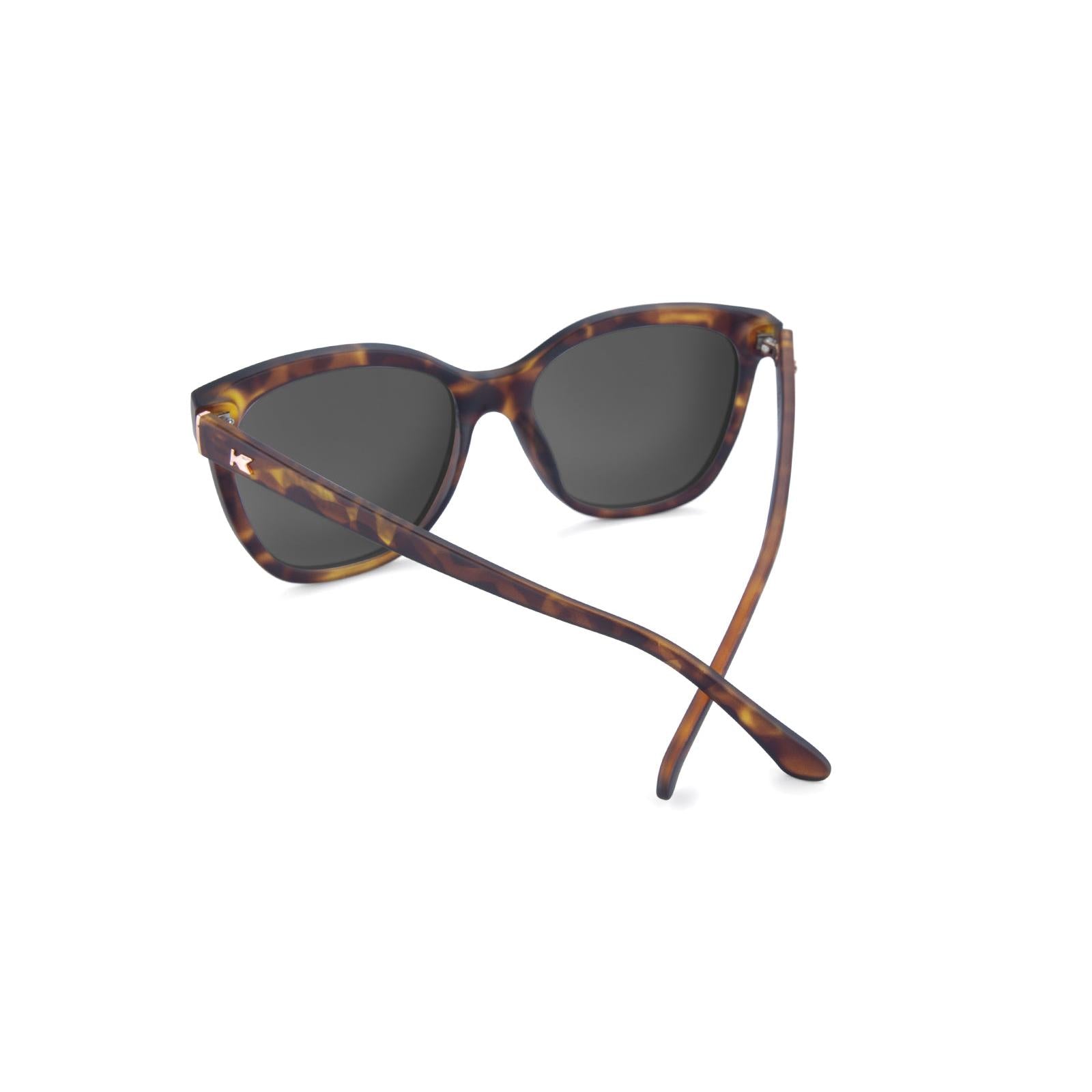 Sunglasses with Matte Tortoise Shell Frames and Polarized Rose Gold Lenses, Back