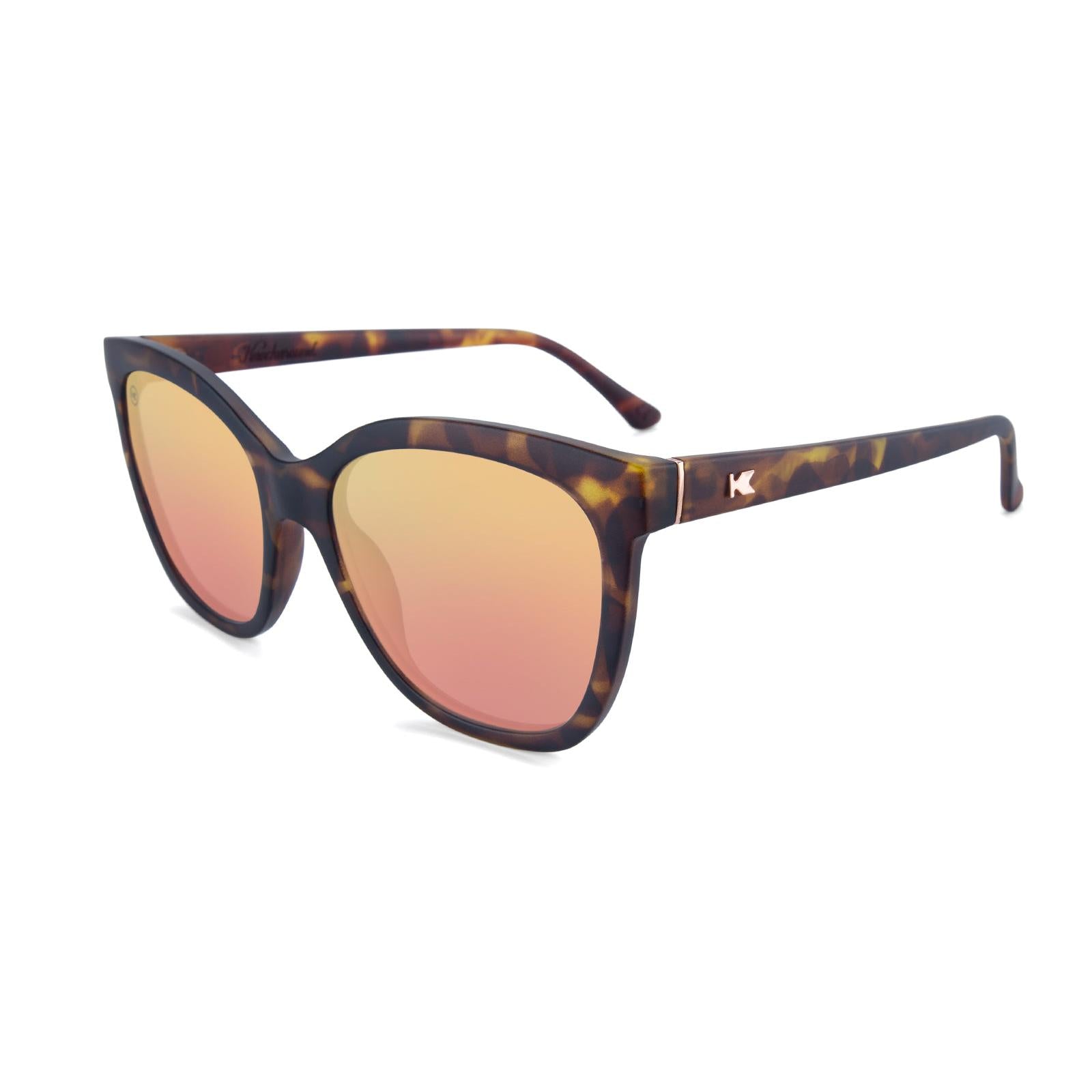 Sunglasses with Matte Tortoise Shell Frames and Polarized Rose Gold Lenses, Flyover