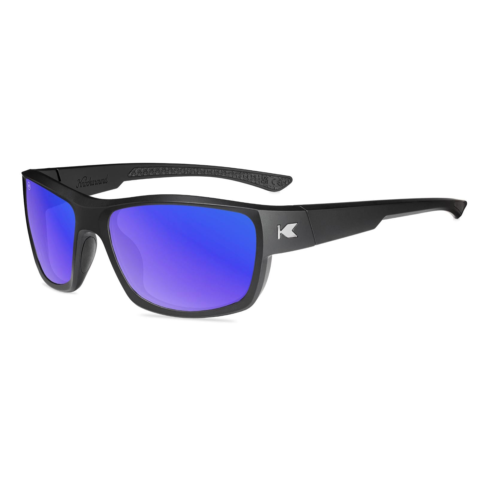 Wraparound Polarized Black Fishing Mirrored Sport Sunglasses, Non-Slip