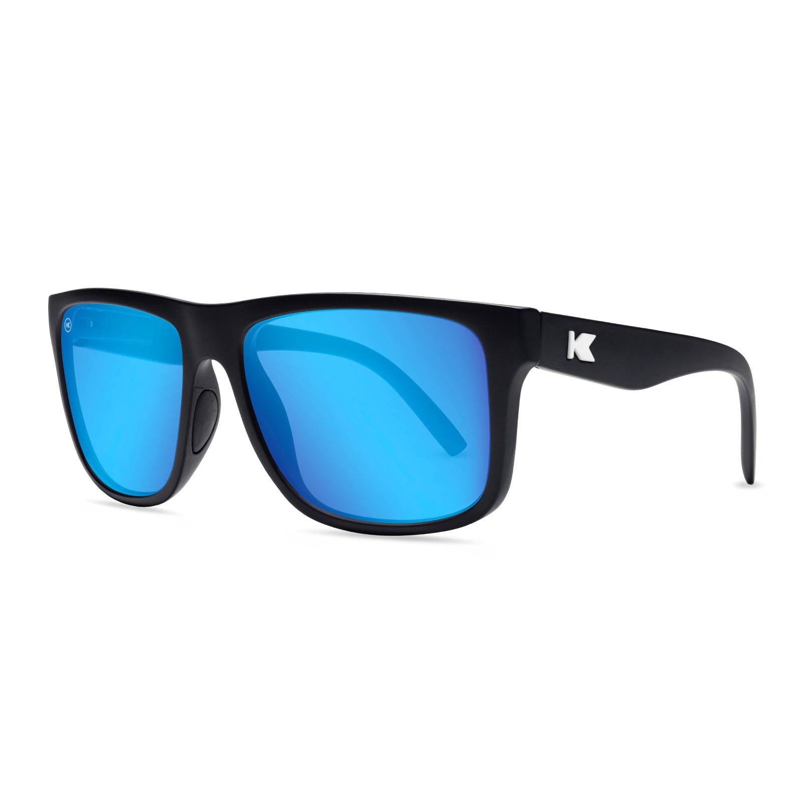 Sunglasses with Black Frames and Blue Color Enhancing Lenses, Threequarter