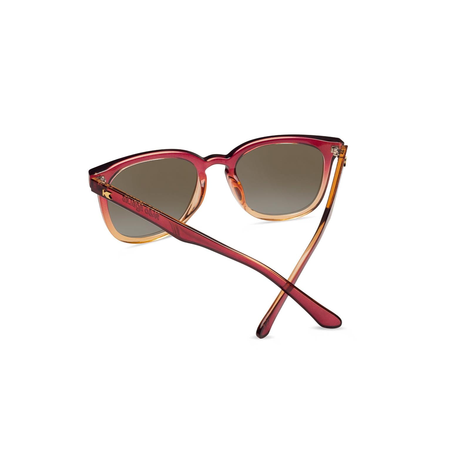 Sunglasses with Raspberry and Creme Beige Frames with Polarized Amber Lenses, Back