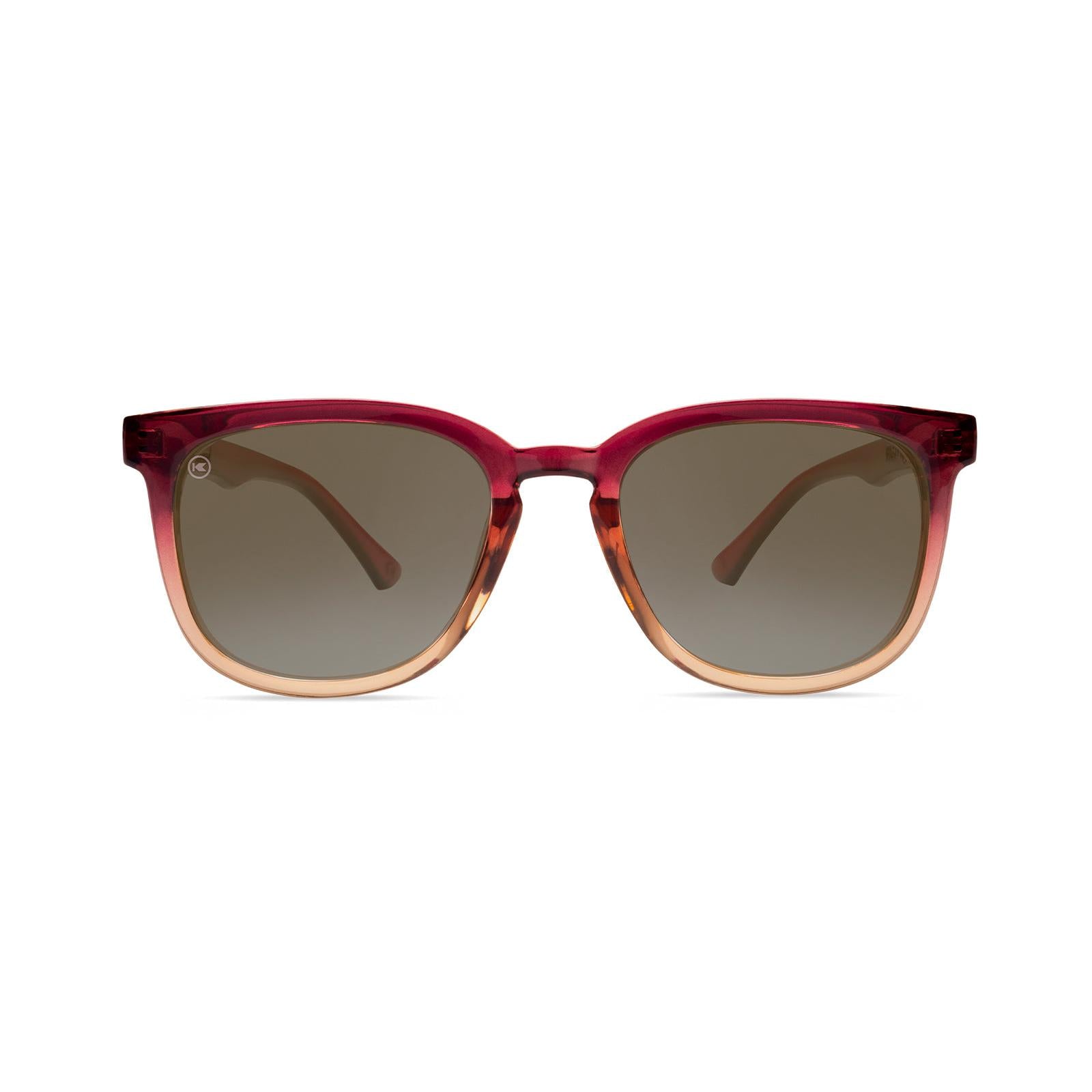 Sunglasses with Raspberry and Creme Beige Frames with Polarized Amber Lenses, Fromt
