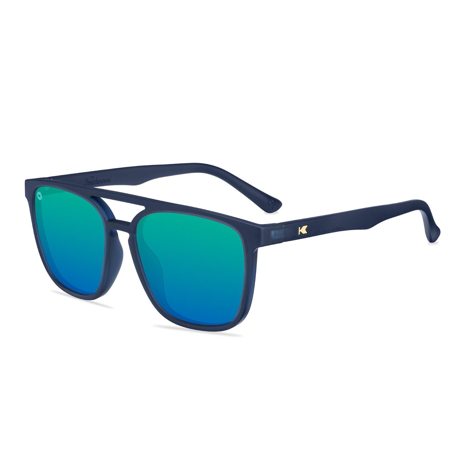 Blue Sunglasses with Polarized Green Lenses