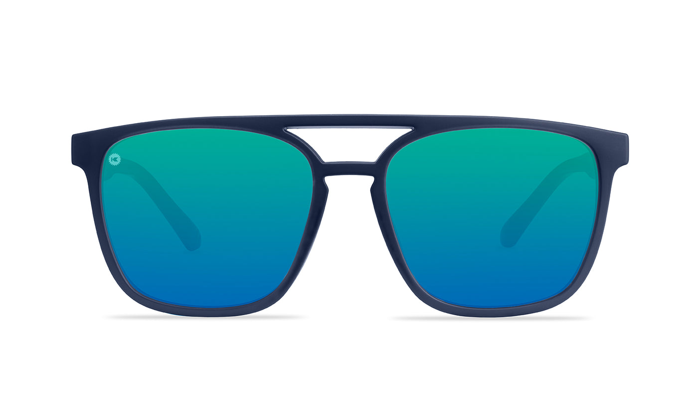 Blue Sunglasses with Polarized Green Lenses