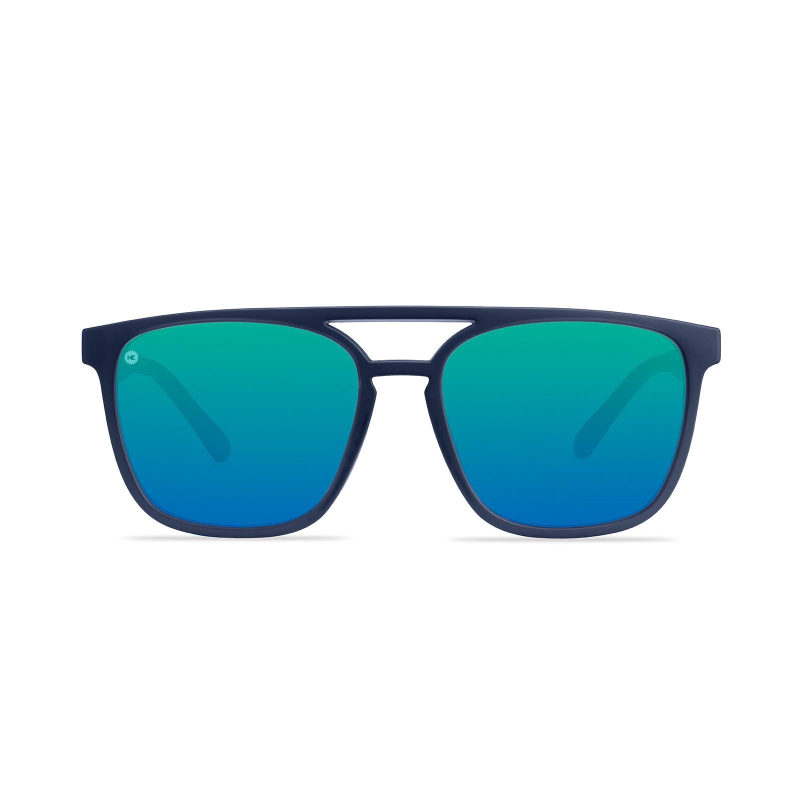 Blue Sunglasses with Polarized Green Lenses