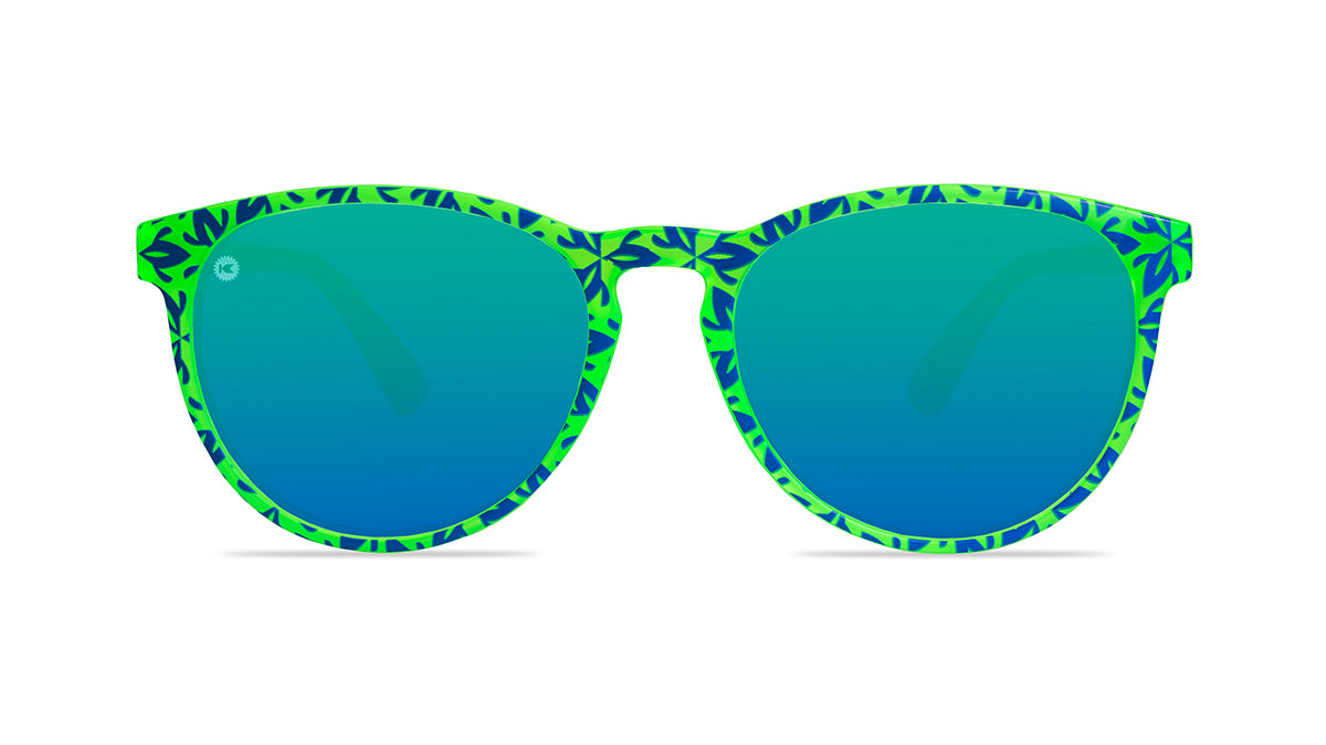 Knockaround Sunglasses with Neon Green Frames and Polarized Green Lenses, Front