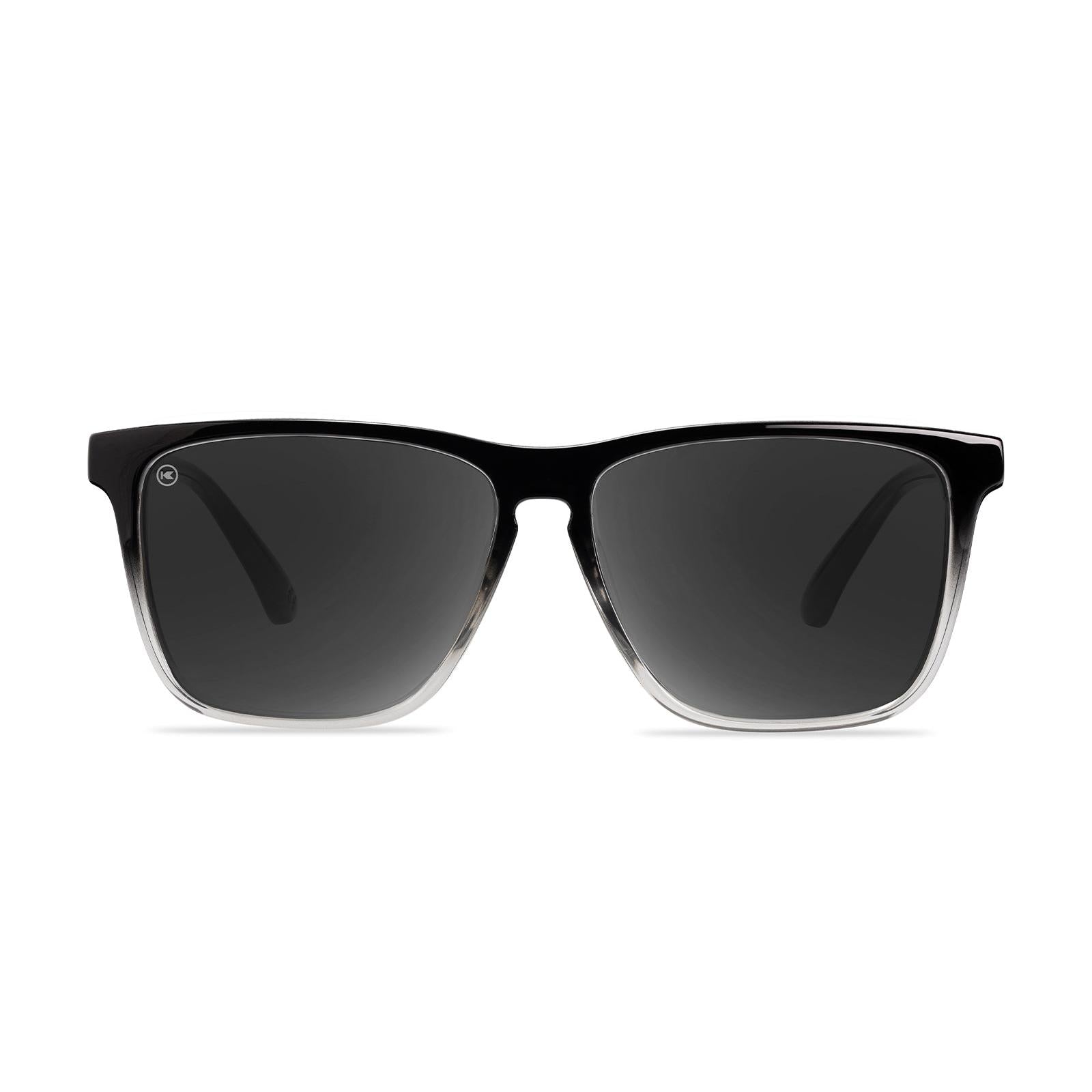 Sunglasses with Glossy Black Frames and Polarized Smoke Lenses, Front