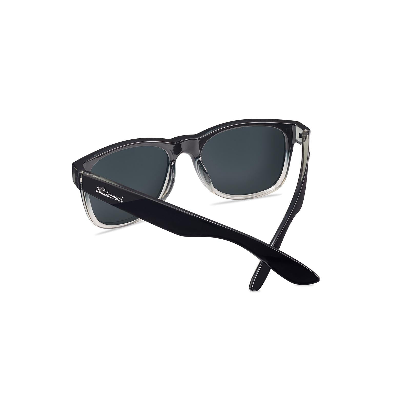 Sunglasses with Glossy Black Frames and Polarized Smoke Lenses, Back