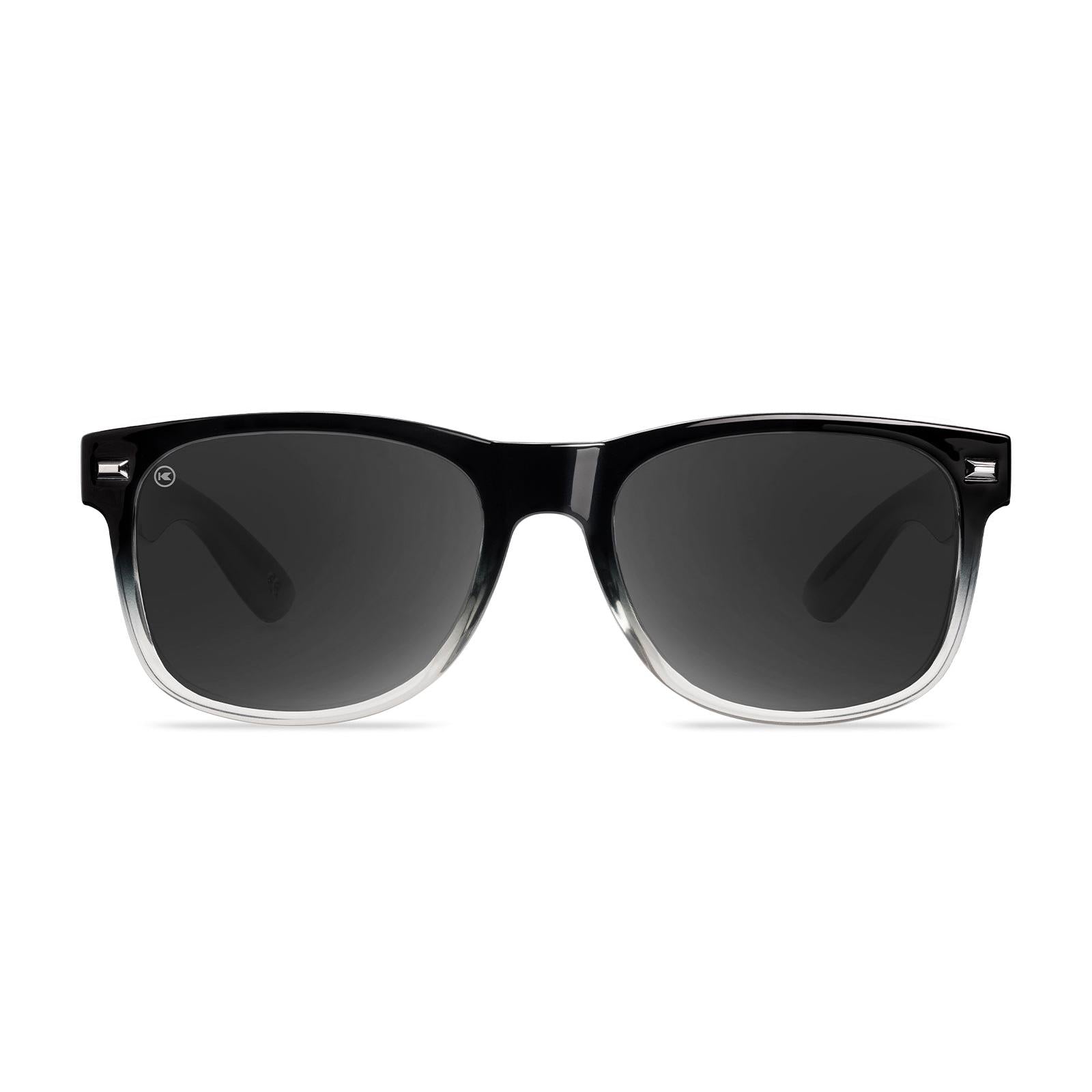 Sunglasses with Glossy Black Frames and Polarized Smoke Lenses, Front