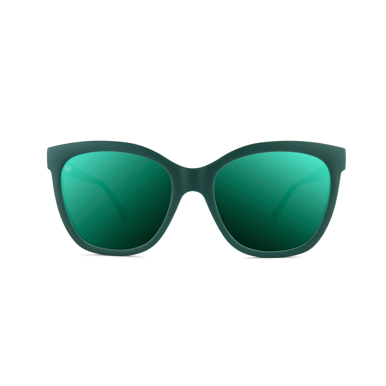 Sunglasses with Green Frames and Polarized Green Lenses, Front