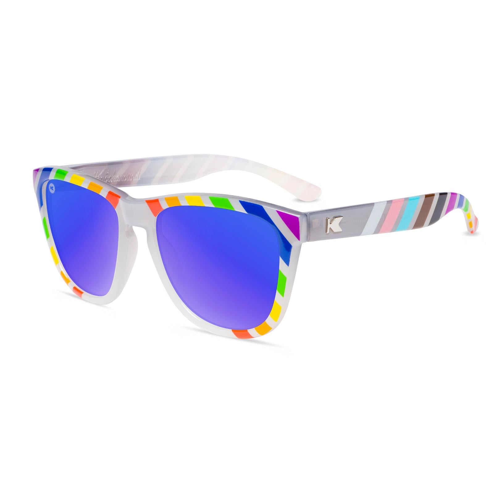 Sunglasses with Pride Flag and Polarized Blue Moonshine Lenses, Flyover
