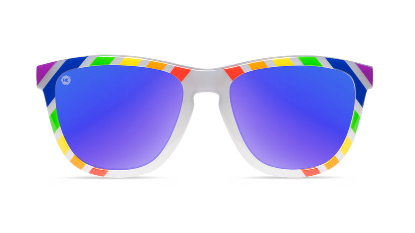 Sunglasses with Pride Flag and Polarized Blue Moonshine Lenses, Front