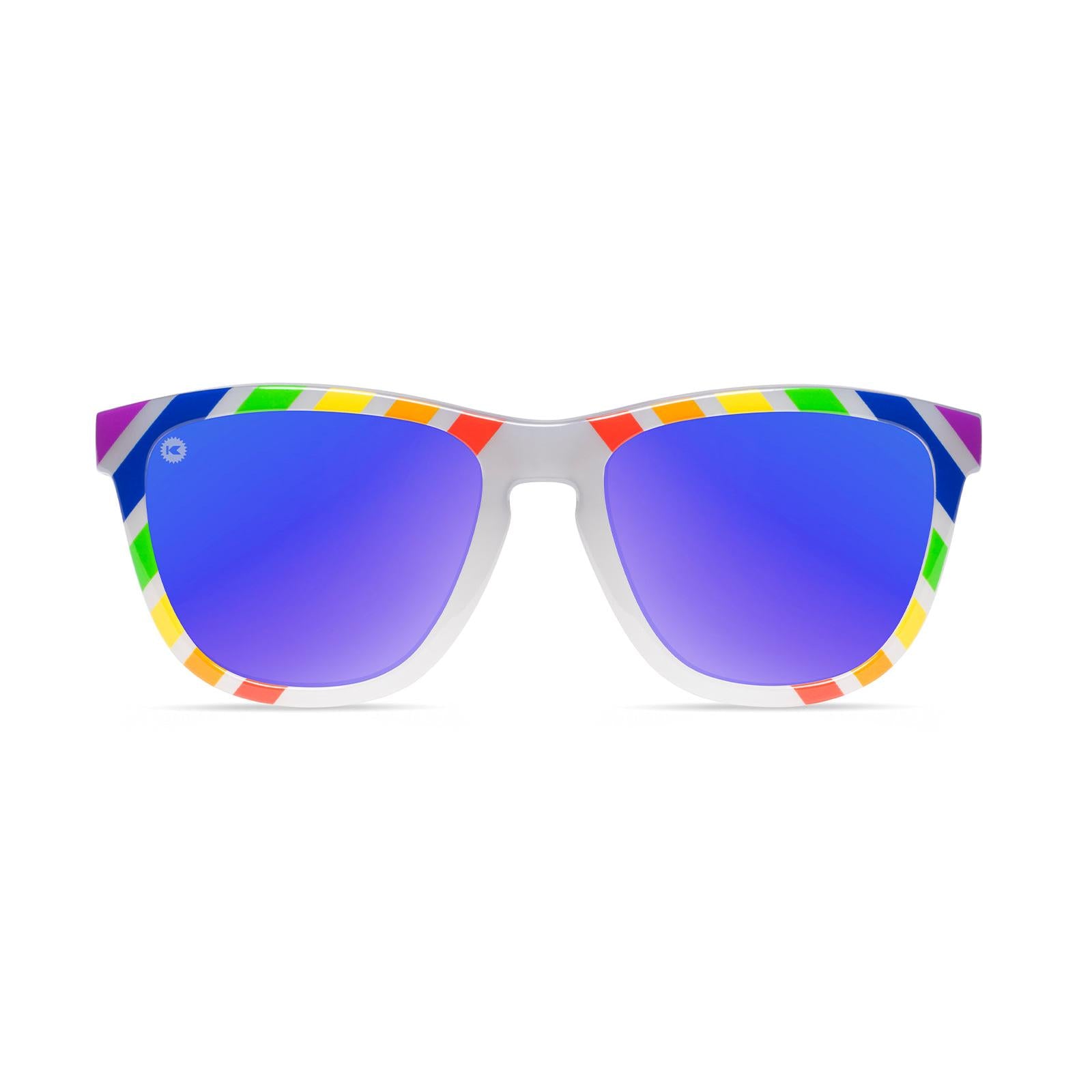 Sunglasses with Pride Flag and Polarized Blue Moonshine Lenses, Front