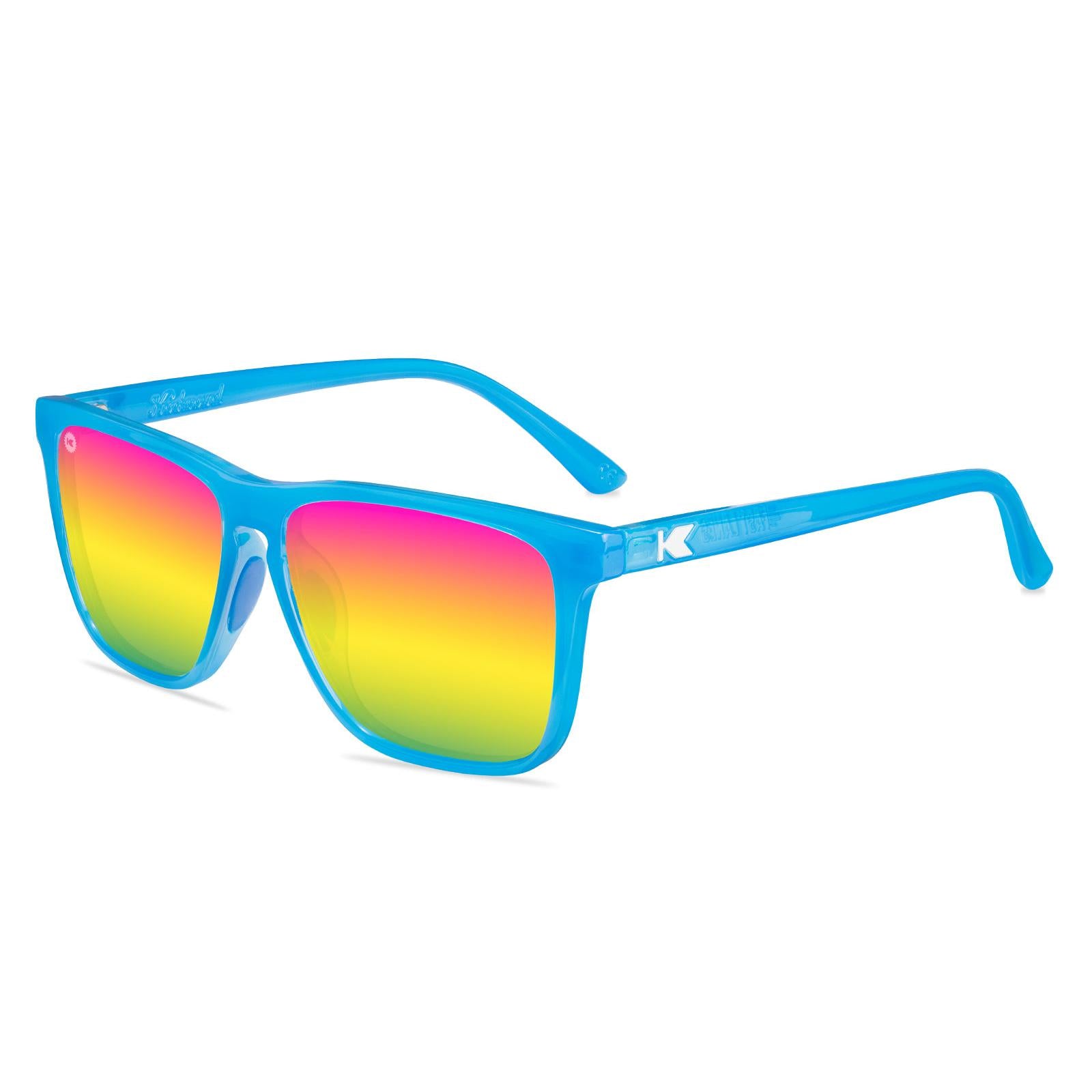 Blue Sunglasses with Polarized Rainbow Lenses